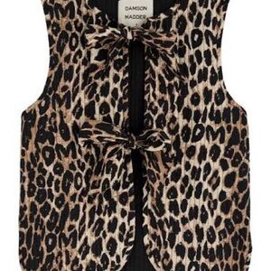 Damson Madder Leopard Print Women's Top (Tilly Tie Front Gilet)